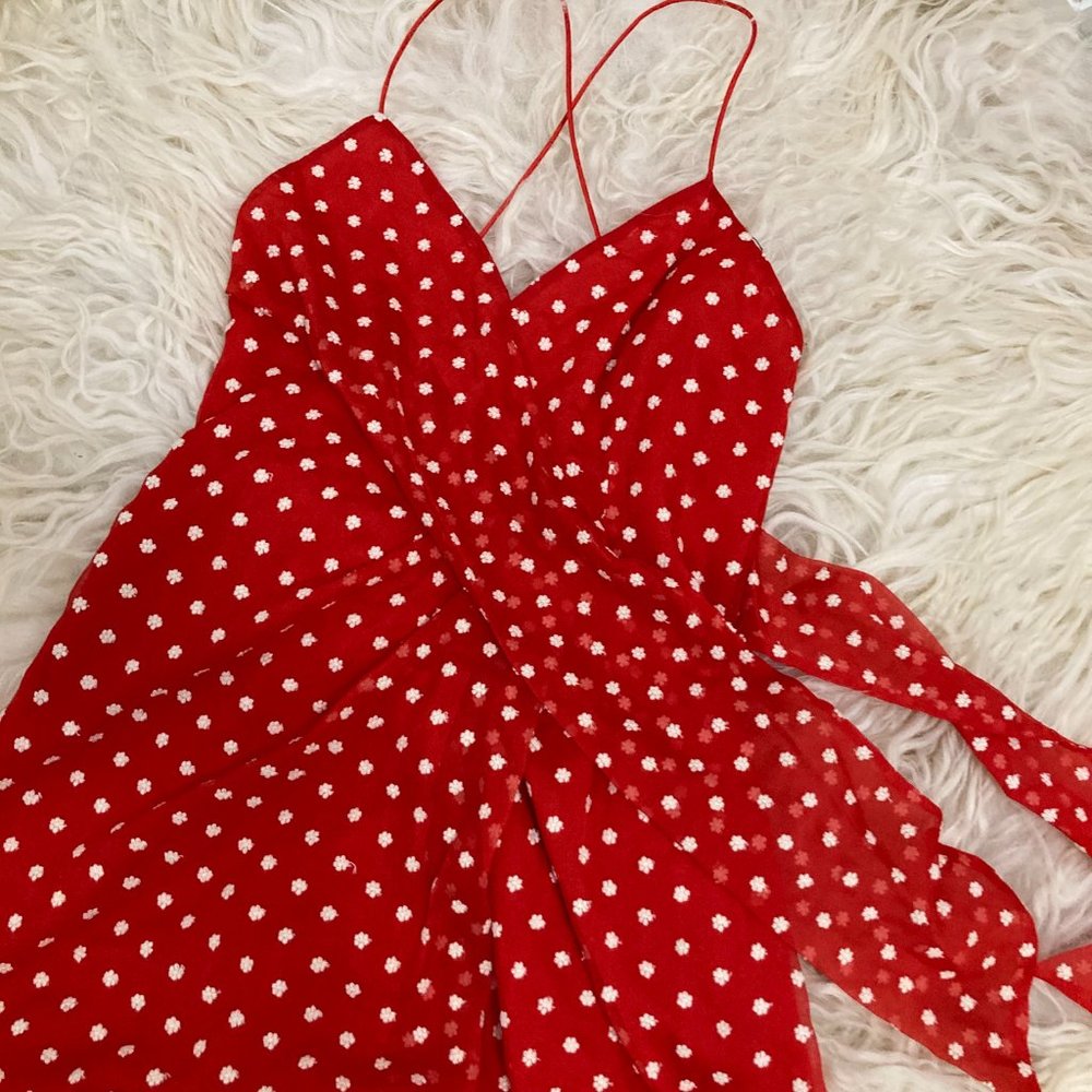 ALICE + OLIVIA Katie Floral Wrap Front Minidress - Picture 9 of 15